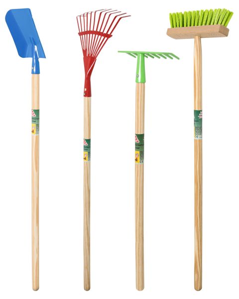 Kinder Gartengeräte Set 4-teilig - Schaufel, Rechen, Besen & Fächer...
