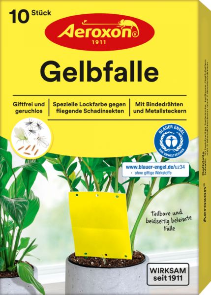 Aeroxon Gelbfalle mit Lockfarbe, Leimfalle zum Schutz von Pflanzen ...