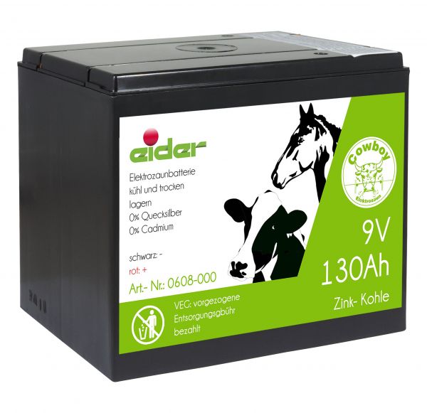 Eider Zink-Kohle 9V - 130 Ah Weidezaunbatterie - Batterie für Weide...