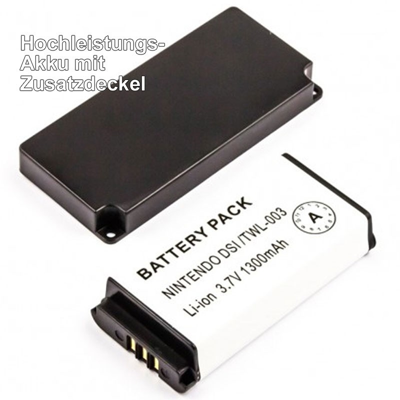 AccuCell Akku passend für Nintendo DSi, BOAMK01, TWL-003 mit zusätzlichem Deckel