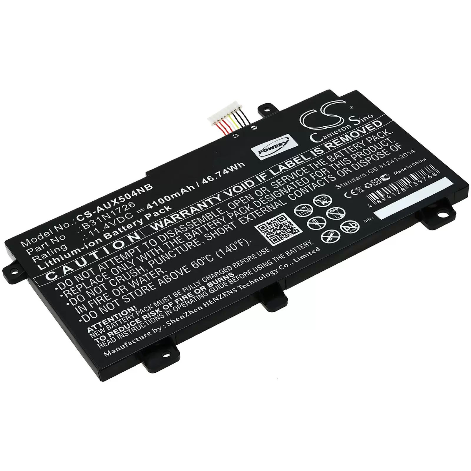 Akku für Laptop Asus FX504 Serie / FX505 Serie / Typ B31N1726 - 11,4V - 4100 mAh