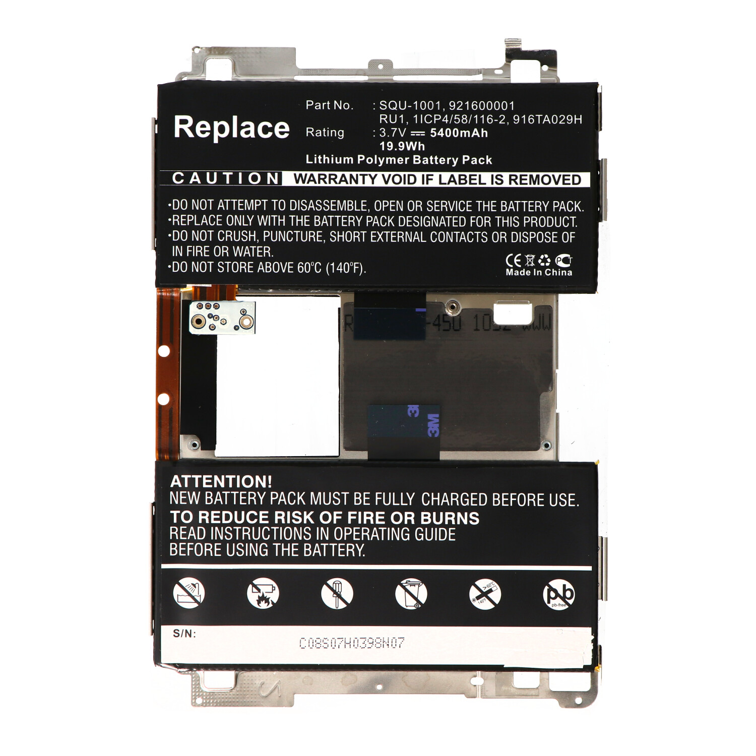 Akku passend für Blackberry Playbook, Li-Polymer, 3,7V, 5400mAh, 20,0Wh, built-in, ohne Werkzeug