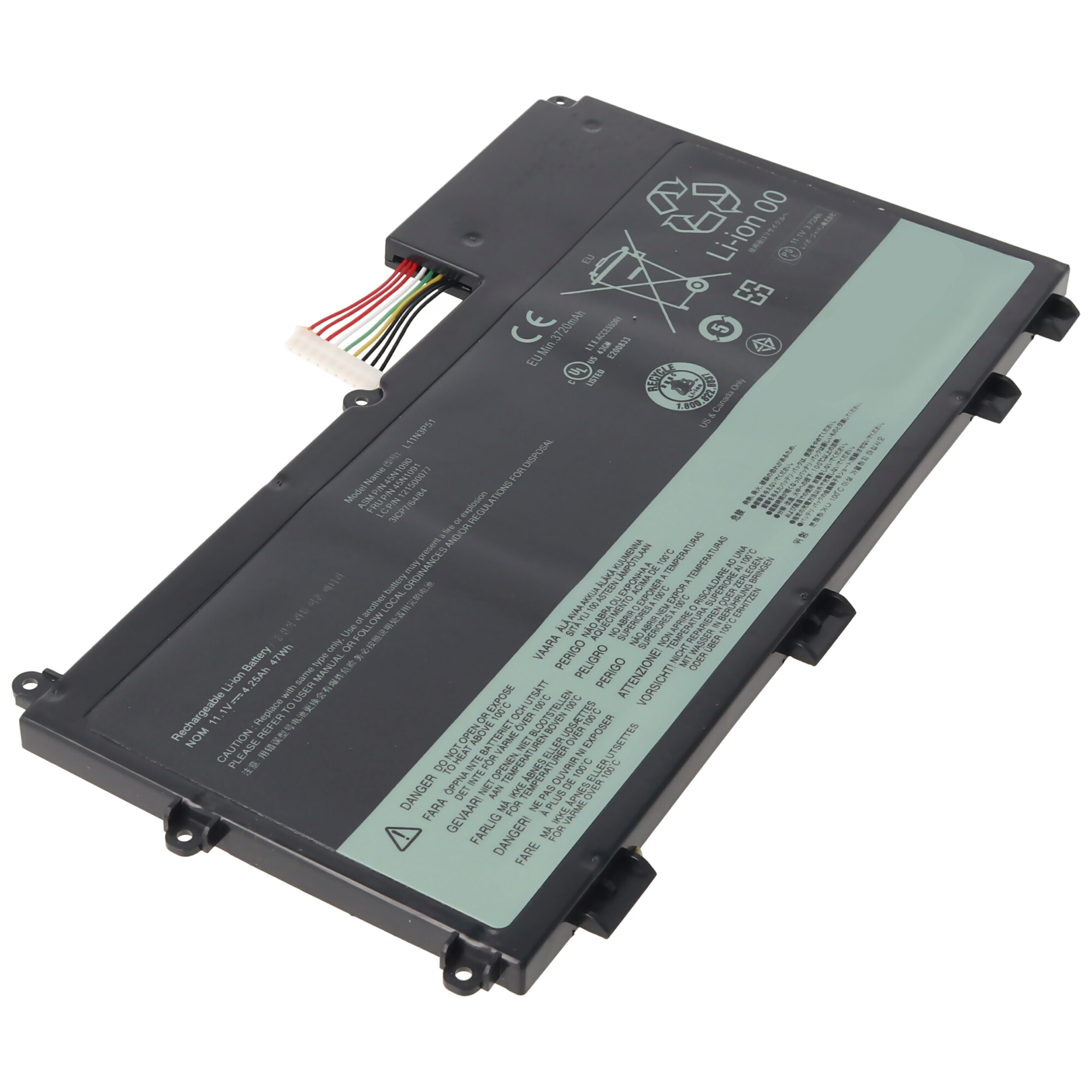 Akku passend für Lenovo ThinkPad T430u, Li-Polymer, 11,1V, 4200mAh, 47Wh, built-in, ohne Werkzeug