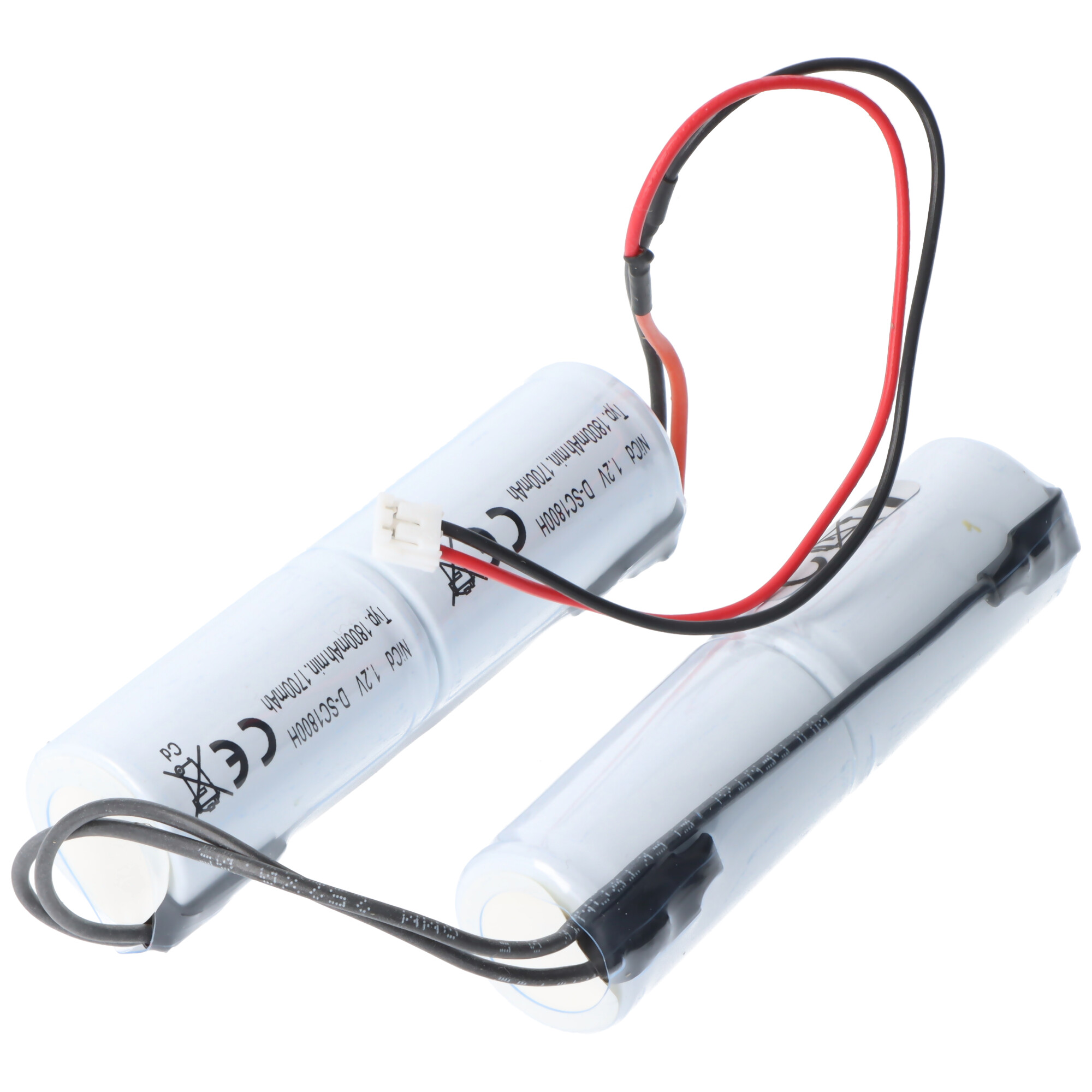 Notleuchtenakku NiMH 4,8V 1800mAh 2x L1x2 Sub-C mit Kabel und Stecker ersetzt Elubat 275 617