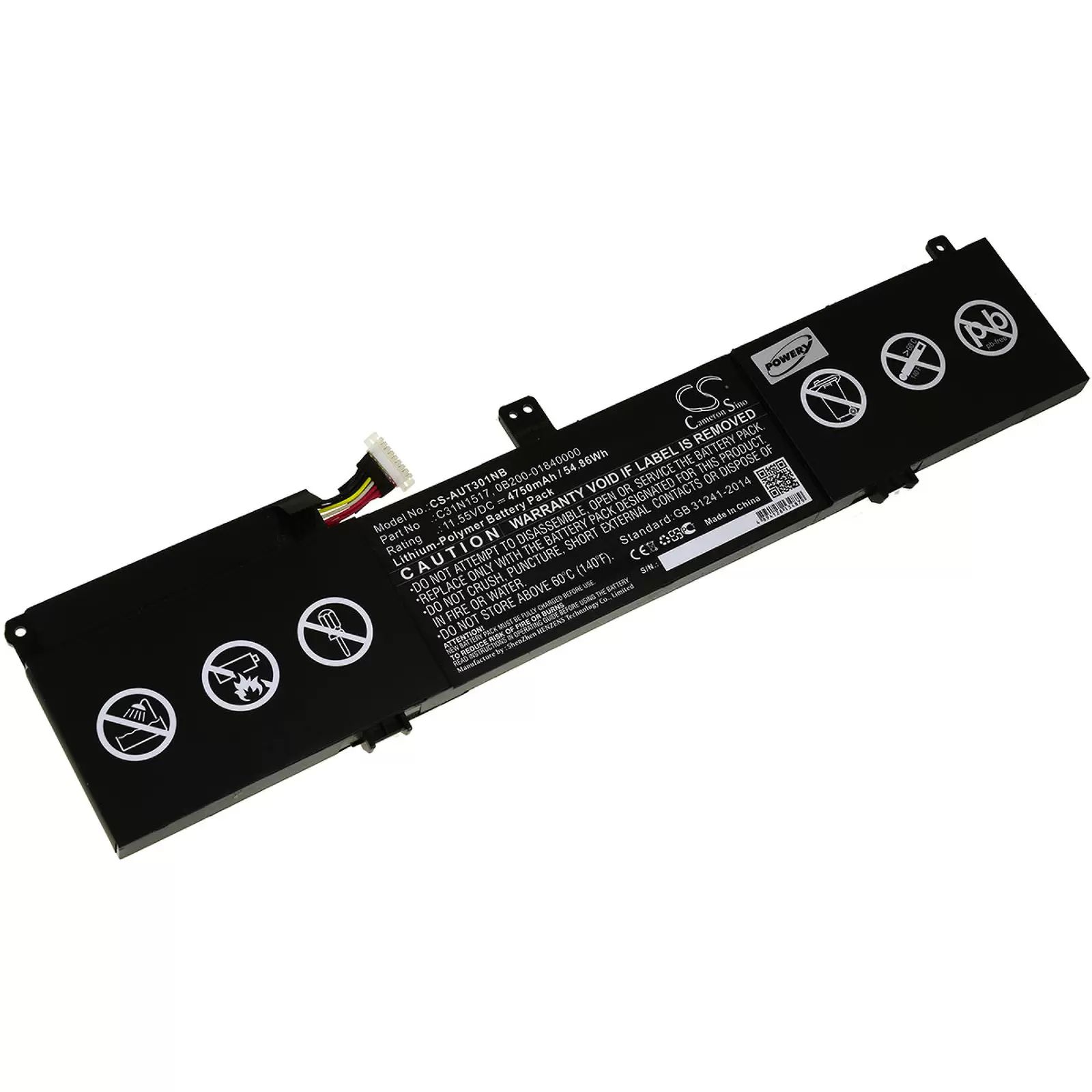 Akku für Laptop Asus VivoBook Flip (TP301UA) / Typ C31N1517 - 11,55V - 4750 mAh