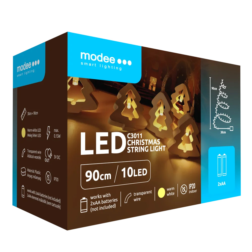 Modee LED-Lichterkette – 90 cm, 10 LEDs, warmweiß, sorgt für stimmungsvolles  Ambiente im Innenbereich