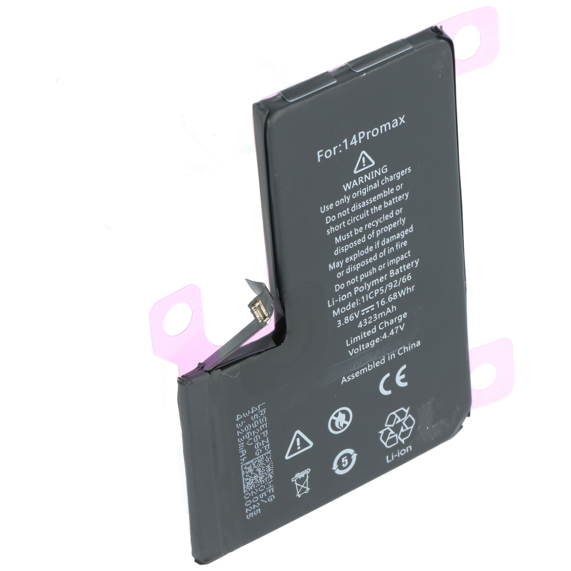 Akku passend für Apple iPhone 14 Pro Max, Li-Polymer, 3,86V, 4323mAh, 16,68Wh, ohne Werkzeug