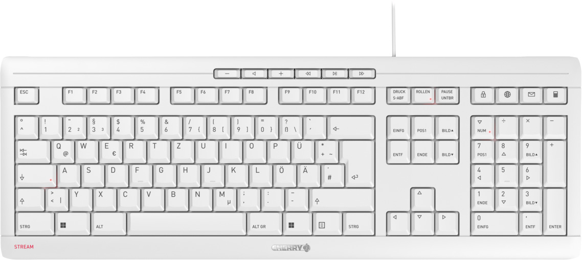 Cherry STREAM Keyboard USB hellgrau DE – Flache Tastatur mit leisem Tippgefühl, Retail