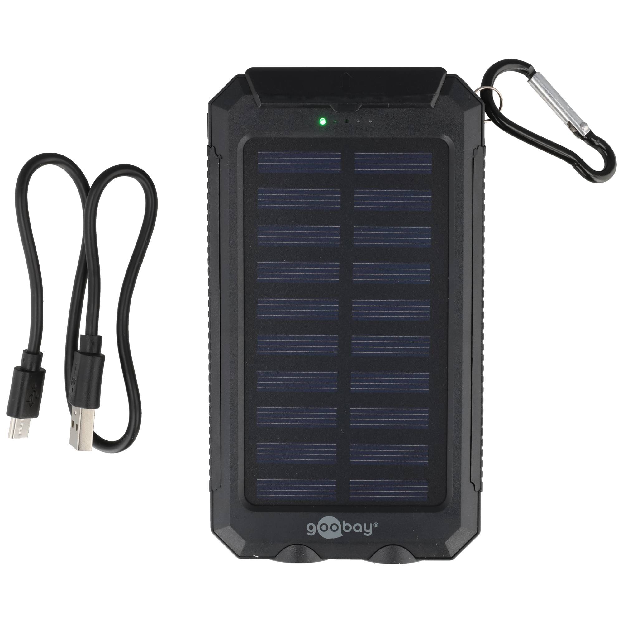 Outdoor Powerbank 8000mAh mit Solarpanel und Taschenlampenfunktion