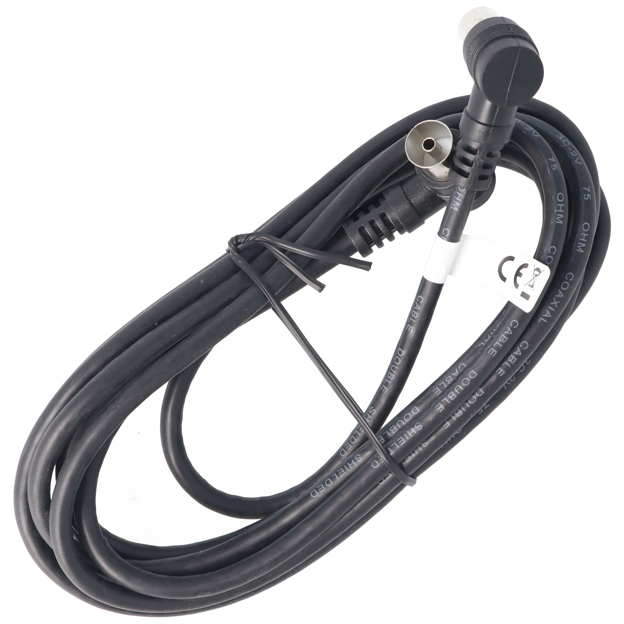 TV Anschlußkabel, koaxial Anschluss Kabel Winkel schwarz 2,5 Meter