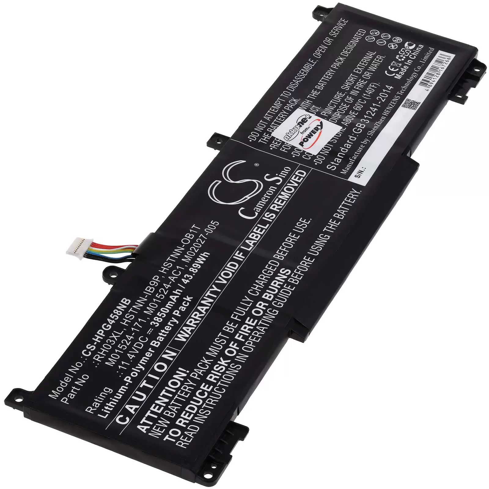 Akku passend für Laptop HP ProBook 450 G8, HP ProBook 650 G8, Typ RH03XL /HSTNN-IB9P - 11,4V - 3850 mAh