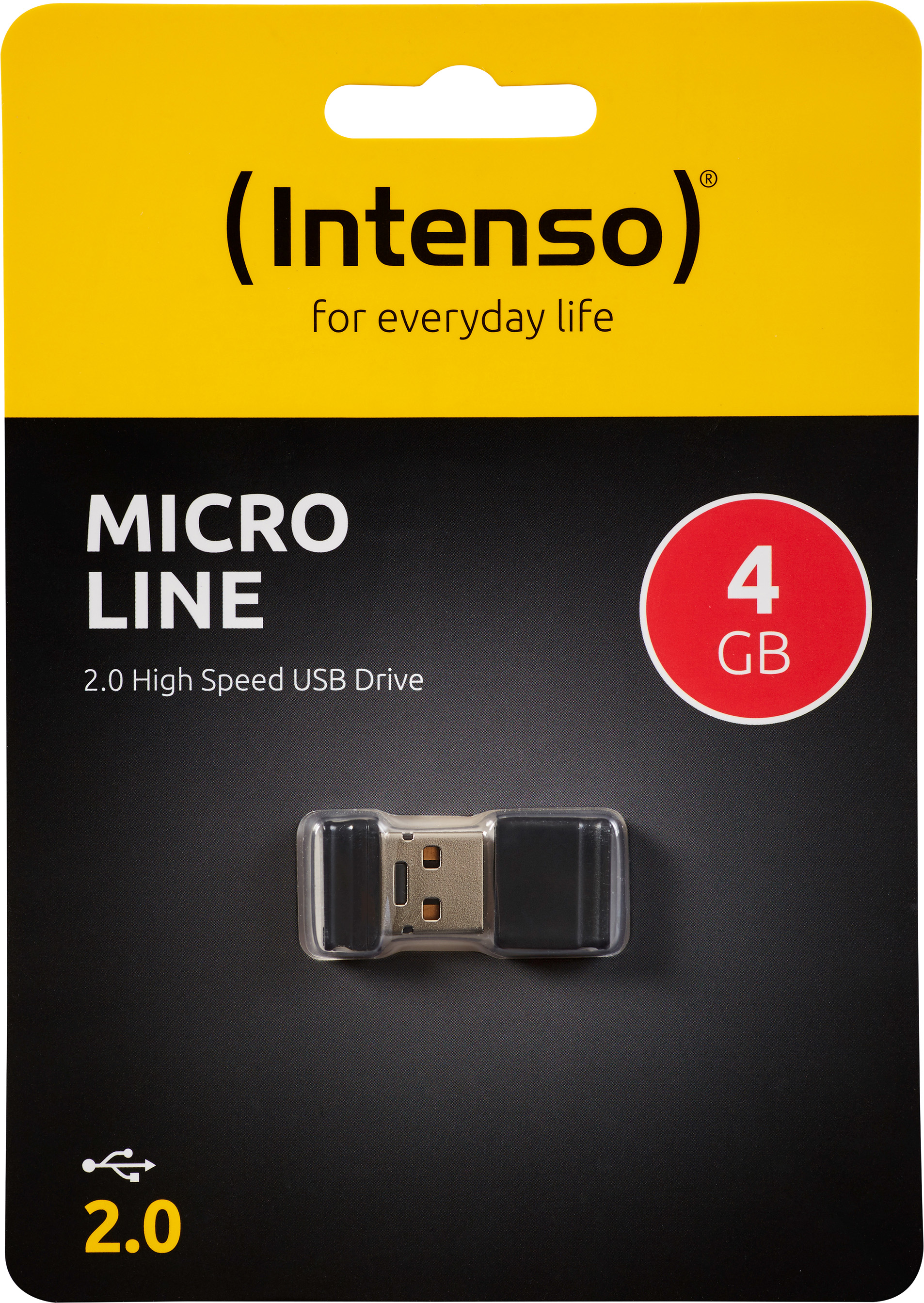 Intenso USB 2.0 Stick 4GB, Micro Line, schwarz (R) 16.5MB/s, (W) 6.5MB/s, Retail-Blister