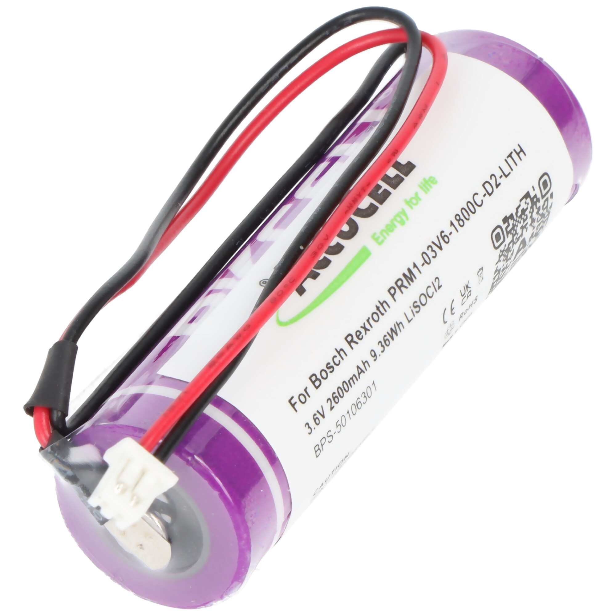 Speicherbatterie 3,6V ersetzt Bosch Rexroth PRM1-03V6-1800C-D2-LITH, CoPacks Lithium Batterie passend für Bosch Rexroth R911295648 R911296949 2600 mAh