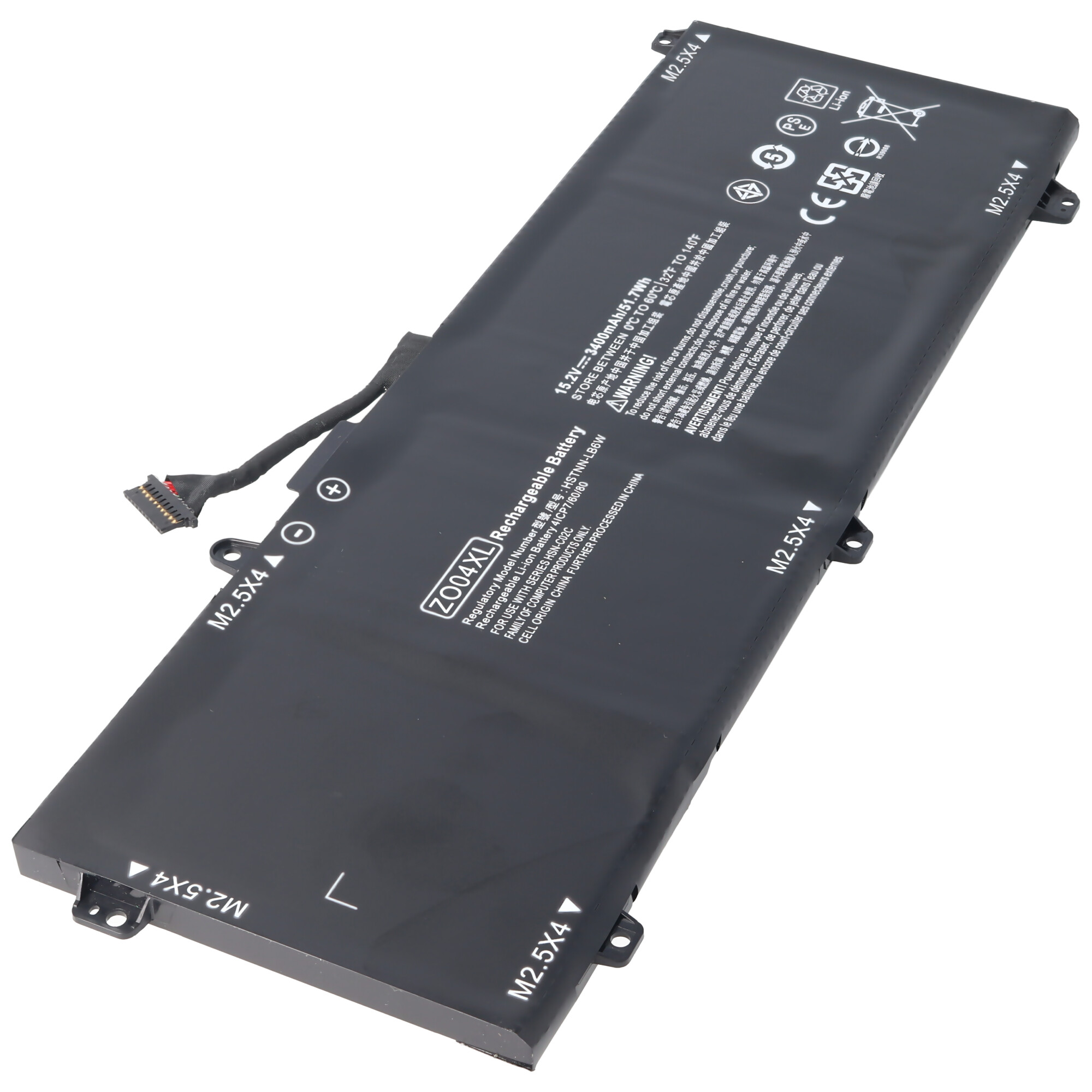 Akku passend für HP ZBook Studio G3, Li-Polymer, 15,2V, 3400mAh, 51,7Wh, built-in ohne Werkzeug