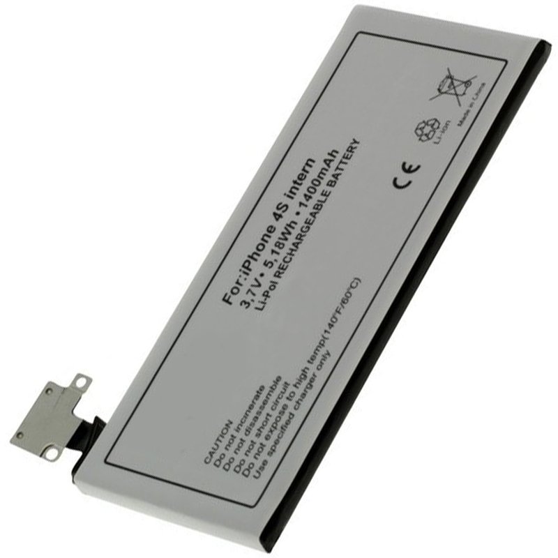 AccuCell Akku passend für Apple iPhone 4S Akku, 616-0579, GB-S10-423282-0100, 1400mAh