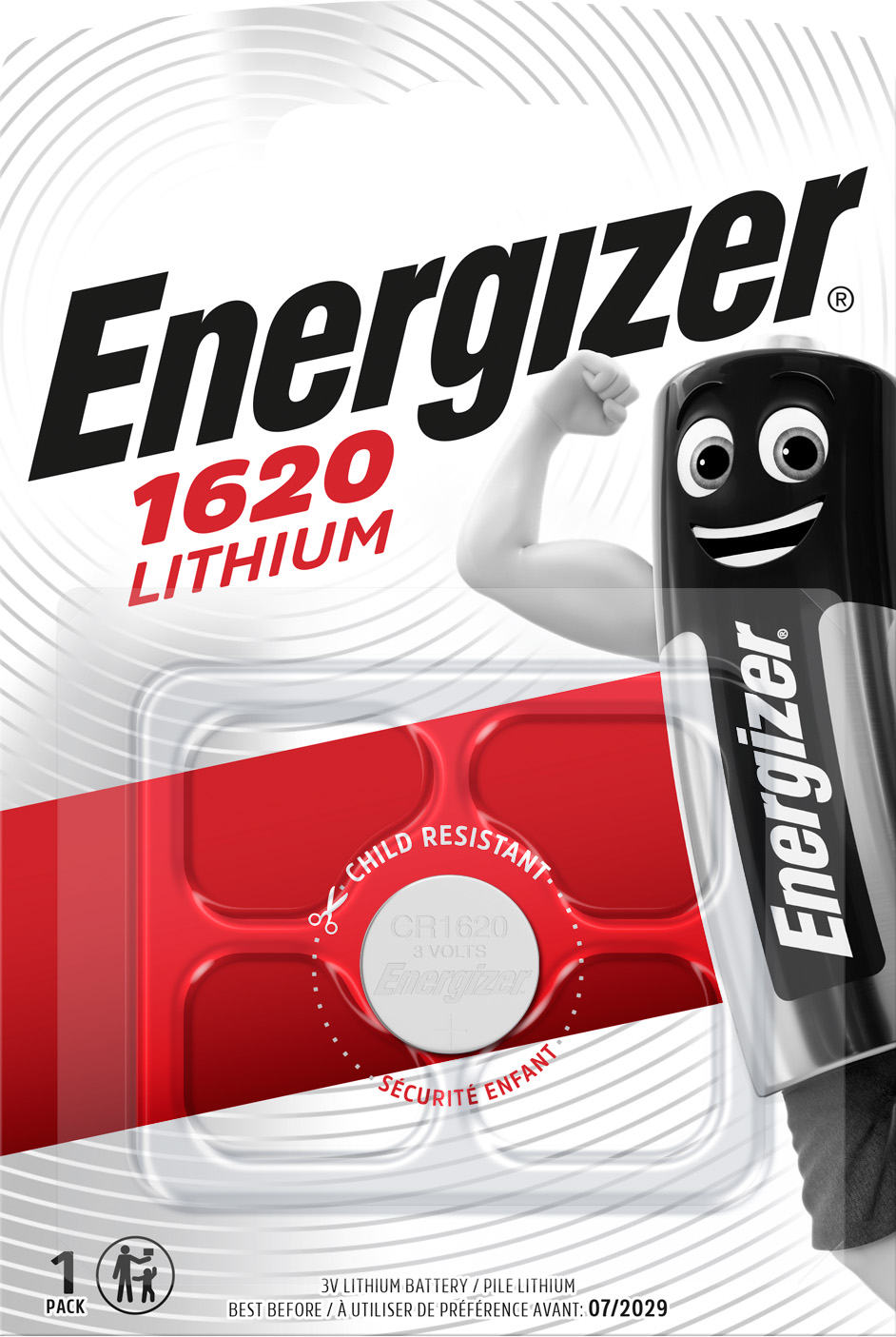 Energizer Batterie Lithium, Knopfzelle, CR1620, 3V Electronics, Retail Blister (1-Pack)