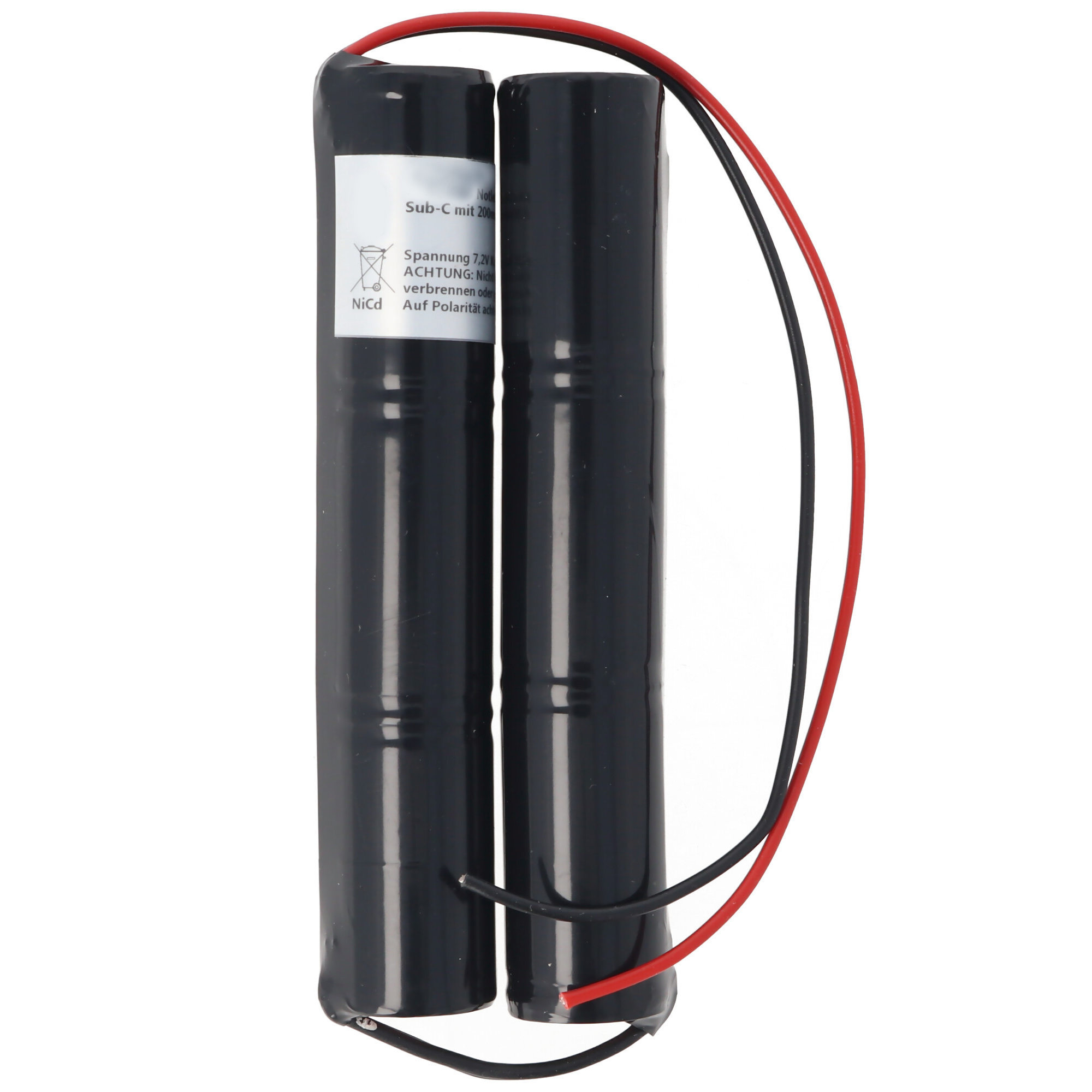 Notleuchtenakku NiMH 7,2V 1800mAh 2x L1x3 Sub-C mit 200mm Kabel