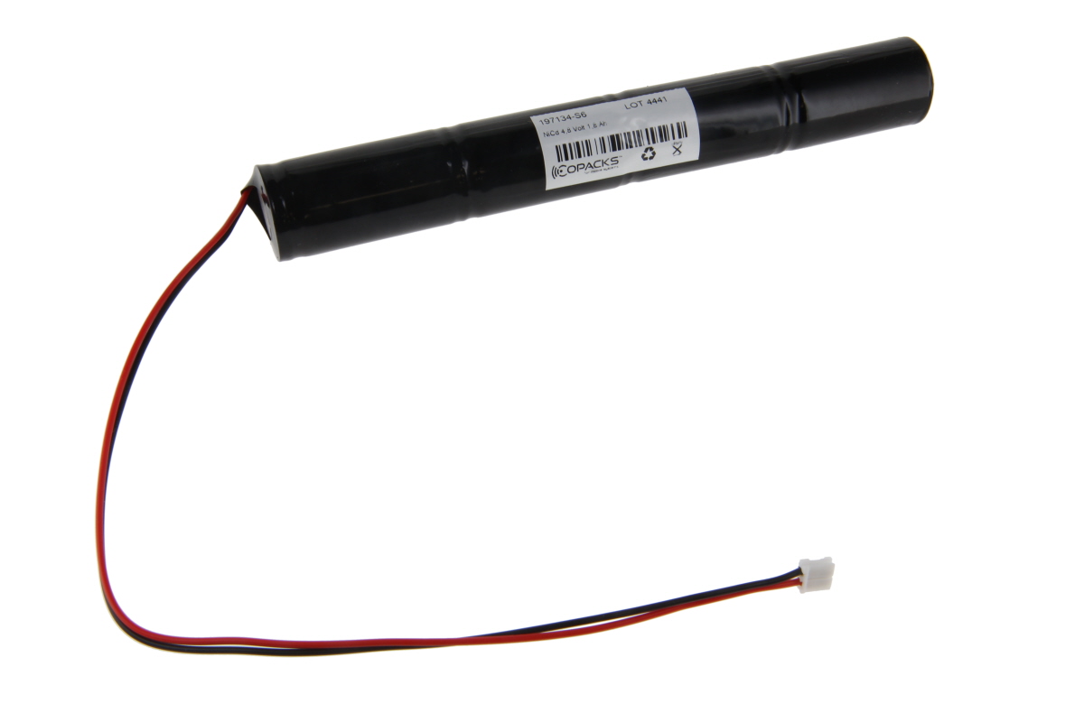 CoPacks NC Akku Not- und Sicherheitsbeleuchtung - Sub C-Size - 4,8 V 1800 mAh 172x22 mm (JST EHR-02)