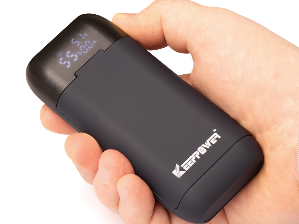 Keeppower PD2 Akku Reise-Ladegerät & Powerbank für Li-Ionen Akkus, maximale Akkukapazität 12.000mAh, ideal für Reisen, Outdoor & Alltag