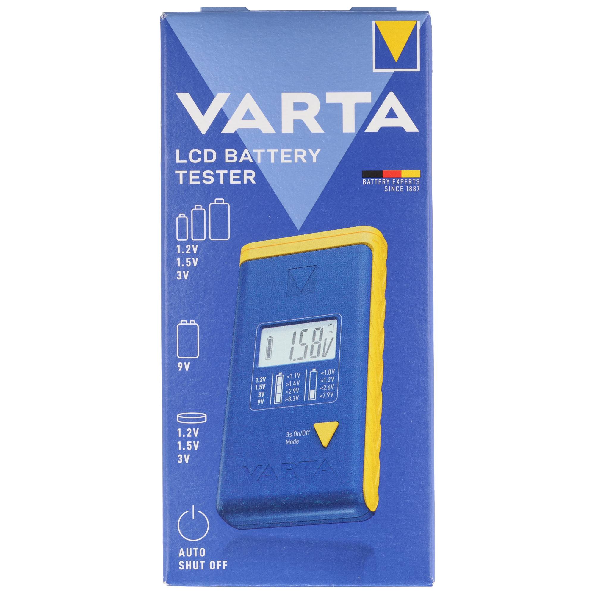 Varta Batterietester, LCD Digital für AA, AAA, C, D, 9V, Retail Blister