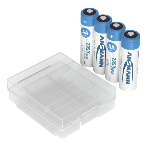 Ansmann Digital NiMH Akku Mignon AA Typ 2850, min. 2650 mAh, 1,2 Volt, 4er Sparpack inkl. Batteriebox, perfekt für Digitalkameras und Hochleistungsgeräte