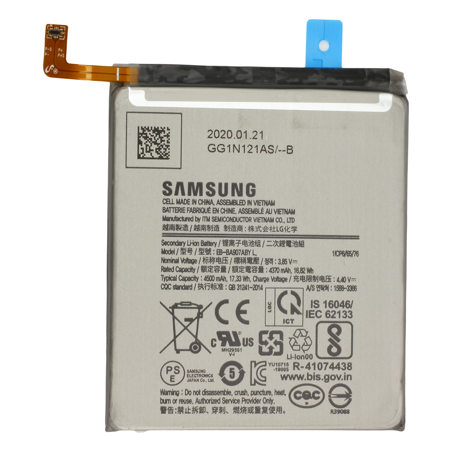 Akku Original Samsung für Galaxy S10 Lite SM-G770F, Typ EB-BA907ABY
