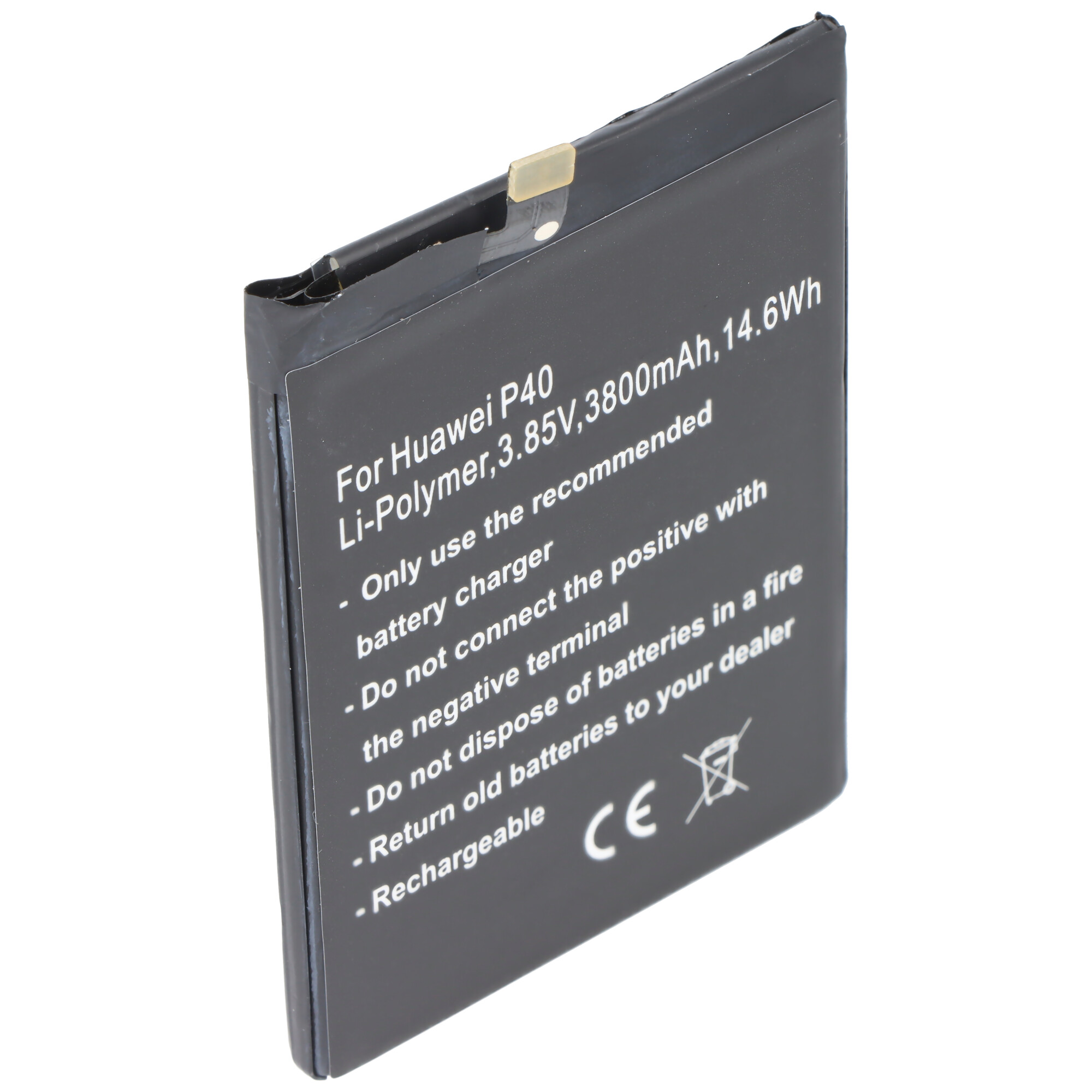 Akku passend für Huawei P40, Li-Polymer, 3,85V, 3800mAh, 14,6Wh, built-in, ohne Werkzeug