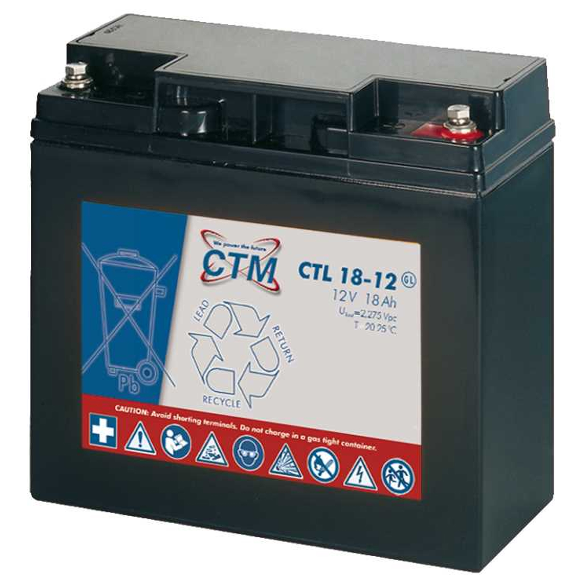 CTM Blei Gel Akku CTL18-12, 12 Volt 18Ah mit M5 Schraubgewinde