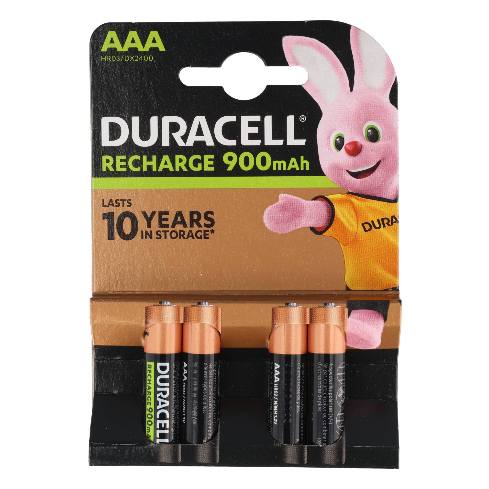 Duracell Recharge Ultra AAA Akku NiMH Micro mit bis zu 850mAh bis 900mAh Kapazität, 4er