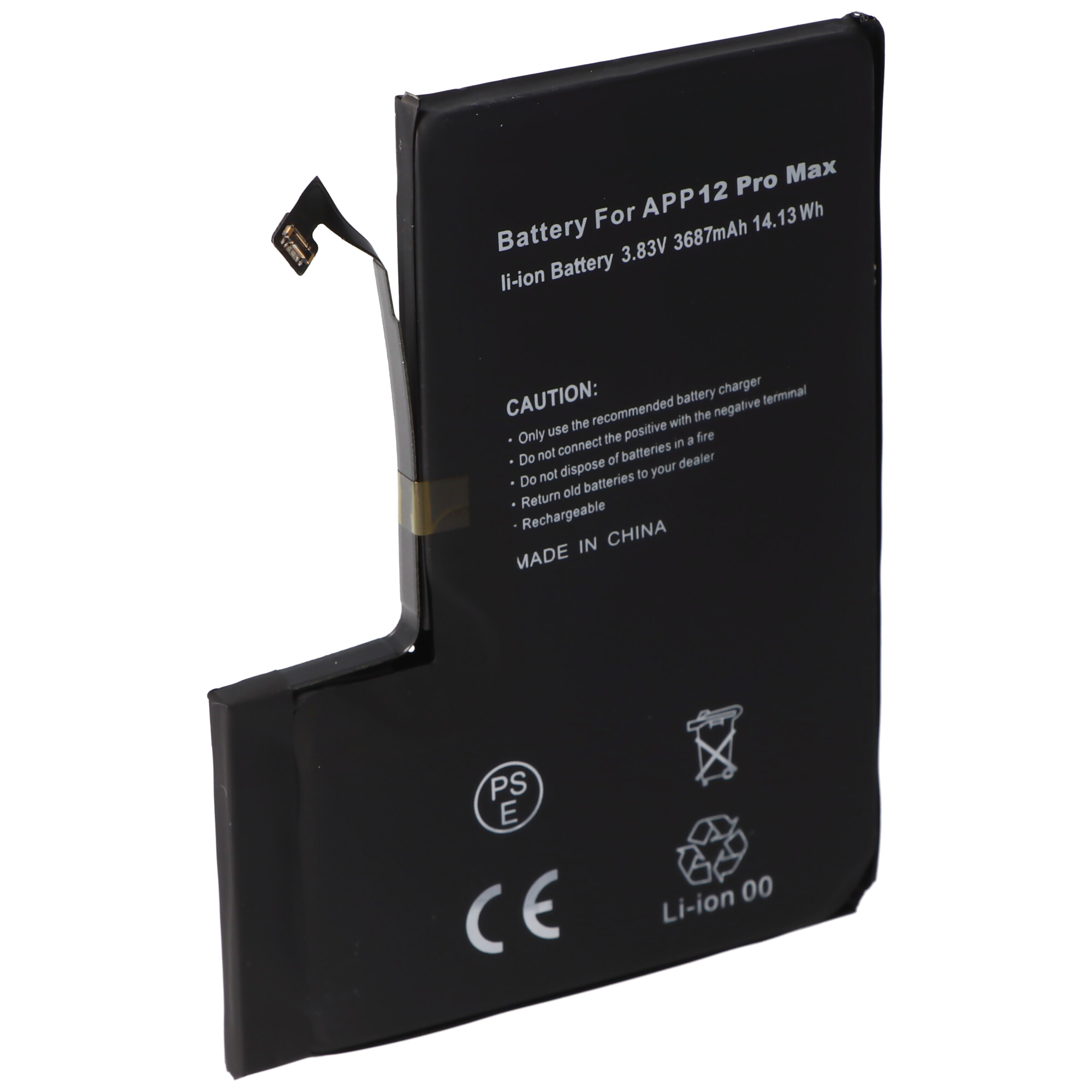 Akku passend für Apple iPhone 12 Pro Max, Li-Polymer, 3,83V, 3687mAh, 14,13Wh, built-in, ohne Werkzeug