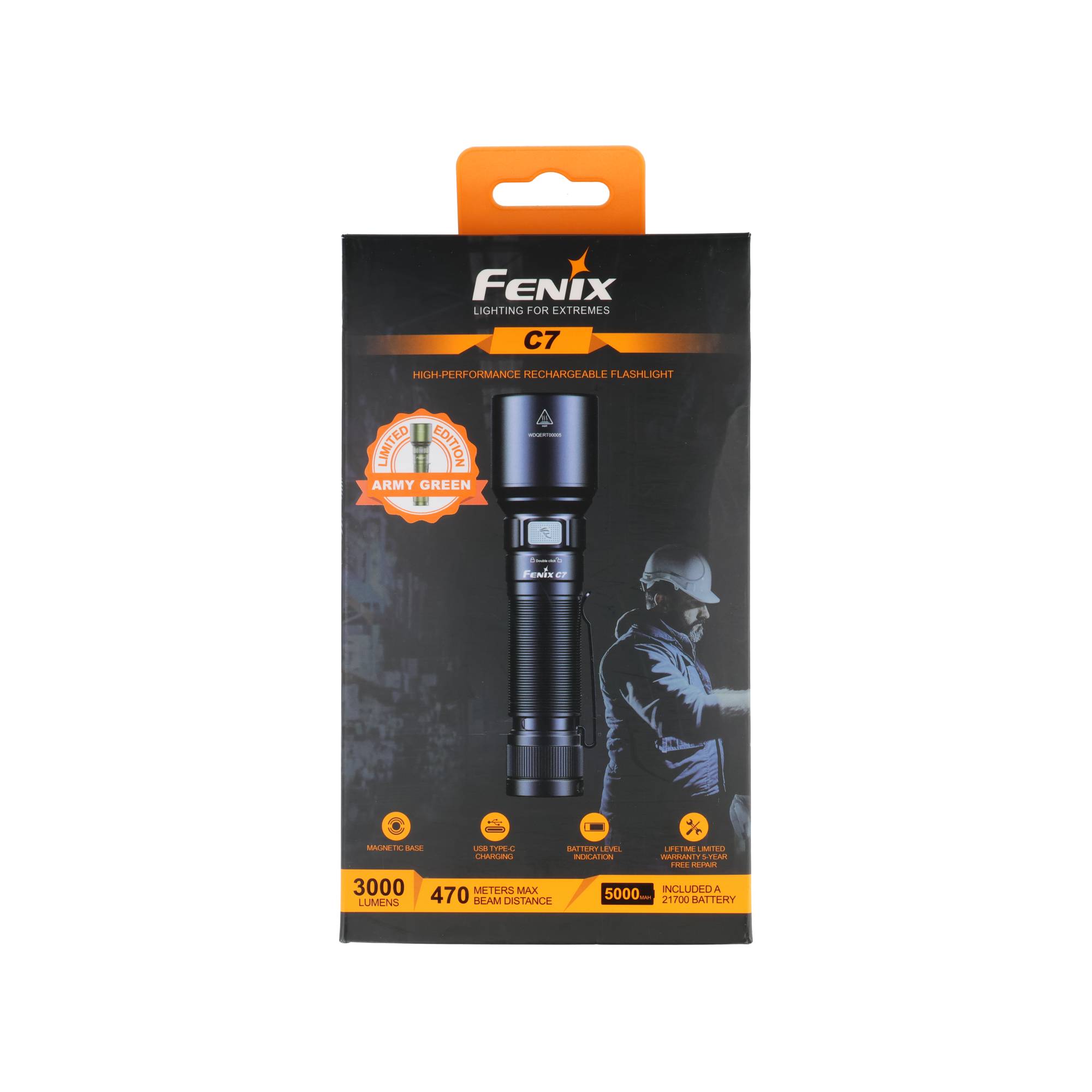 Fenix C7 LED-Taschenlampe mit bis zu 3000 Lumen, ideal für Outdoor-Aktivitäten, Werkstatt oder Alltag, inklusive 21700 5000mAh Li-Ion Akku