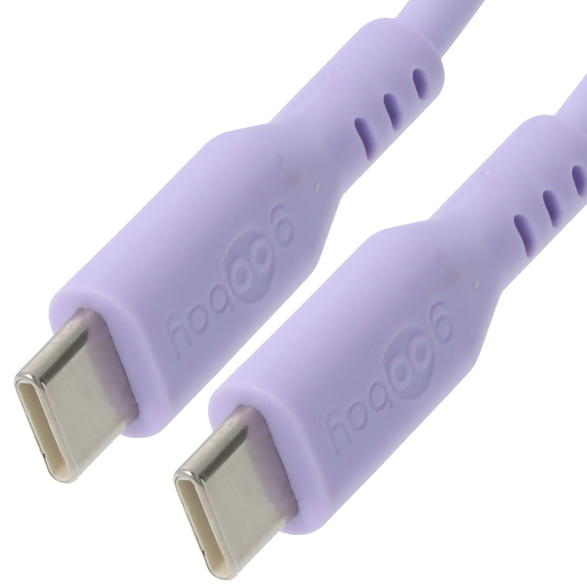 USB-C Silikon-Ladekabel, für USB-C Geräte, schnellladefähig, Knickschutz, Länge 1,5 Meter, lila