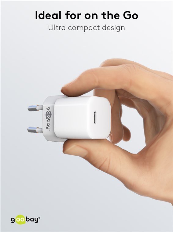 Goobay USB-C™ PD Schnellladegerät Nano (20 W) weiß - 1x USB-C™-Anschluss (Power Delivery) - weiß