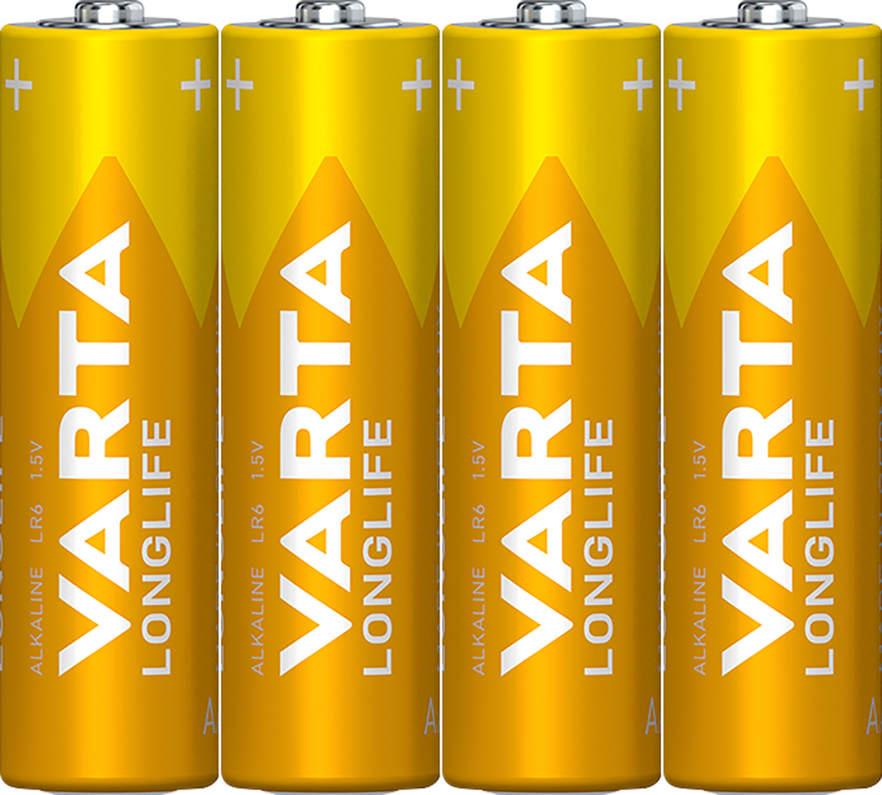 Varta Batterie Alkaline, Mignon, AA, LR06, 1.5V Longlife, Shrinkwrap (4-Pack)