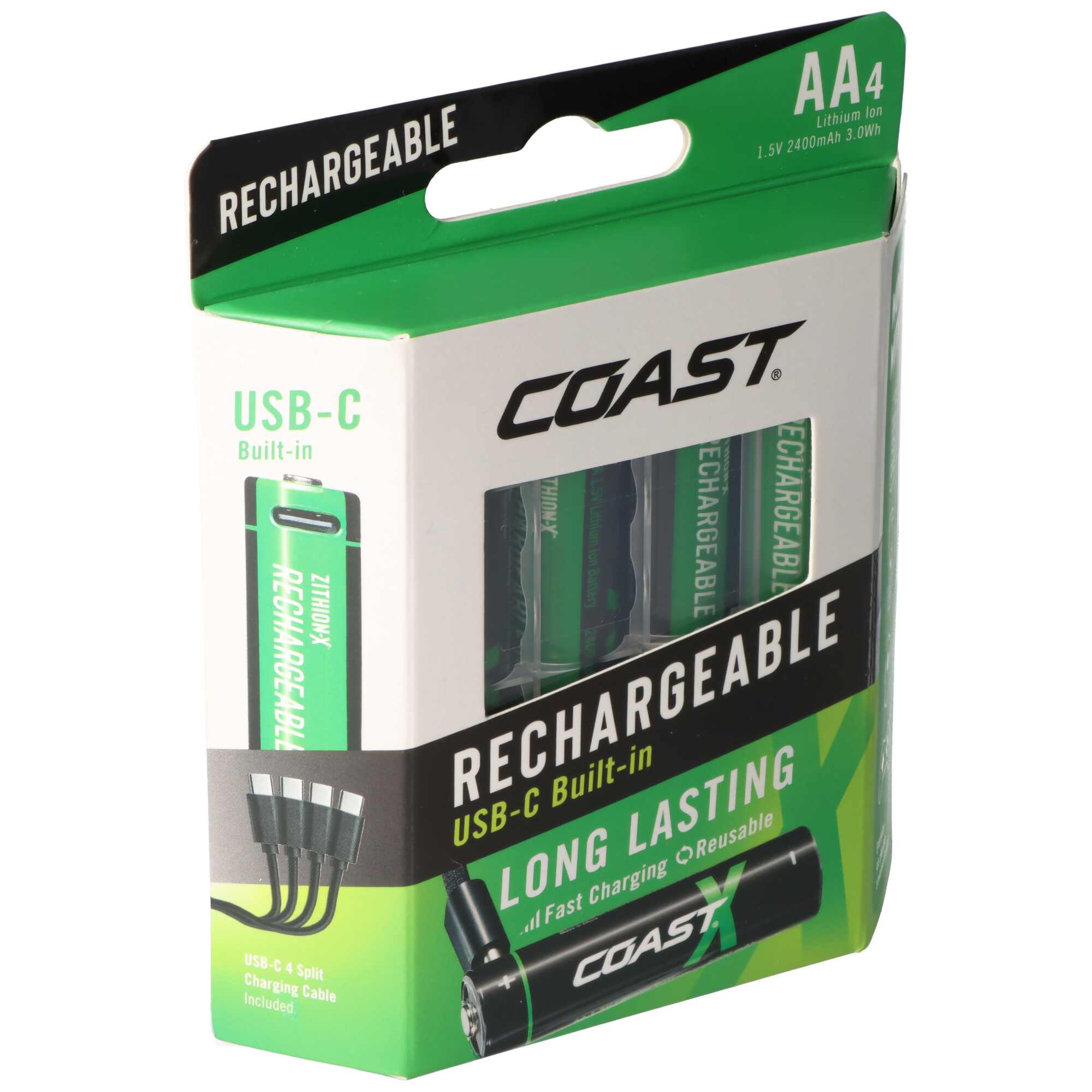 2400mAh Mignon AA 1,5V ZITHION-X® Lithium-Ionen Akkus, inkl. 4in1 USB-C Ladekabel