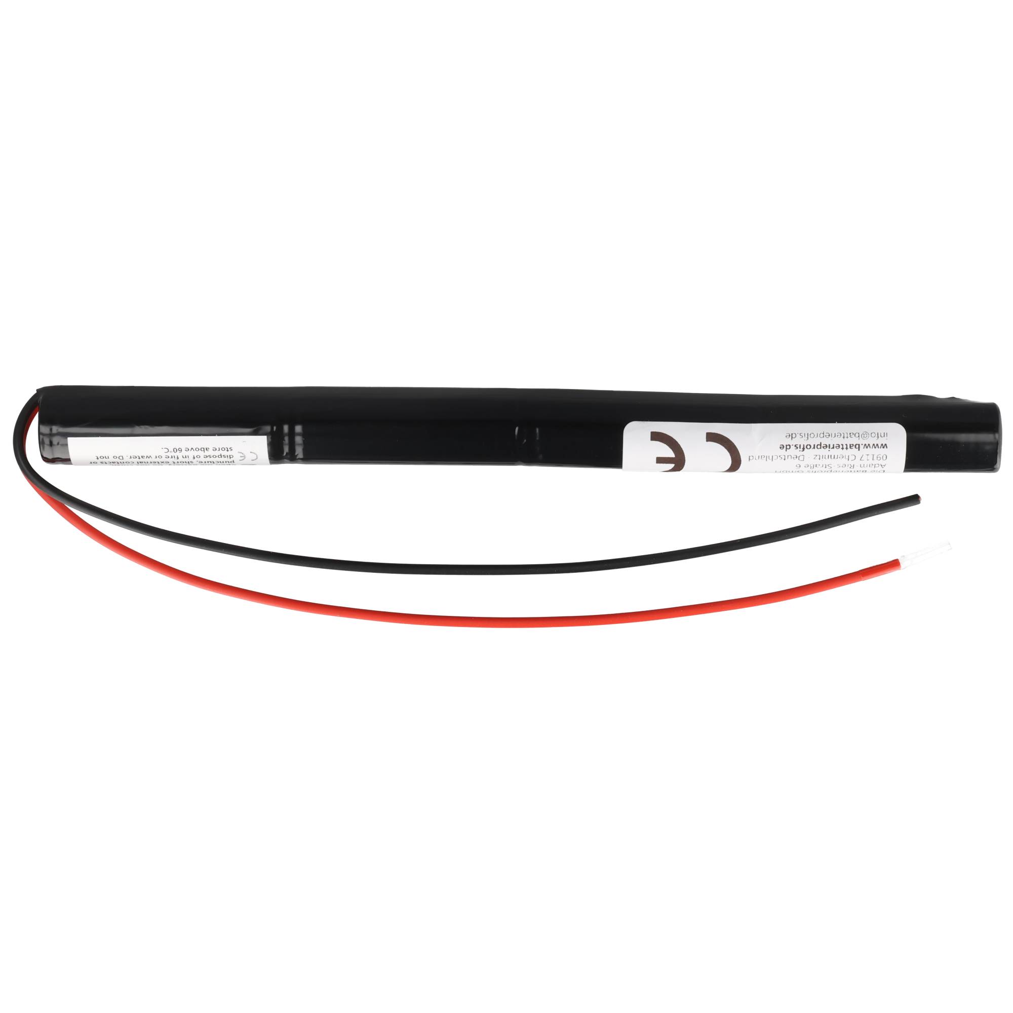 Notleuchtenakku NiMH 4,8V 1100mAh L1x4 Mignon AA mit 200mm Kabel einseitig ersetzt Saft