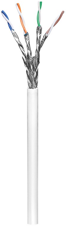 CAT 6 Netzwerkkabel, S/FTP (PiMF), Weiß CCA Kupfergemisch für SOHO Anwendungen, AWG 23/1 (solid), PVC