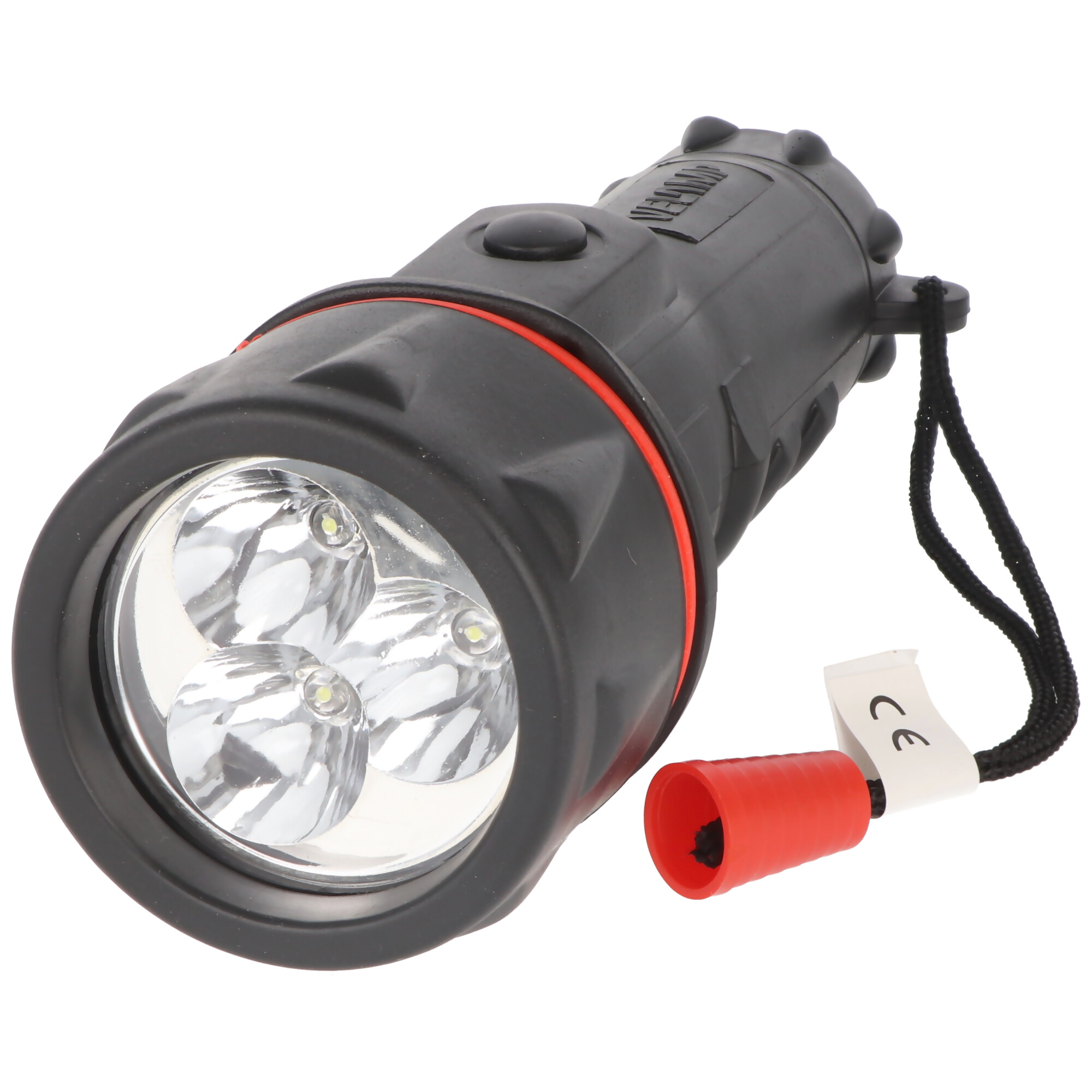 Velamp LED Gummi-Taschenlampe, 3 LEDs, wasserdicht, mit Handschlaufe, Lieferung ohne Batterien