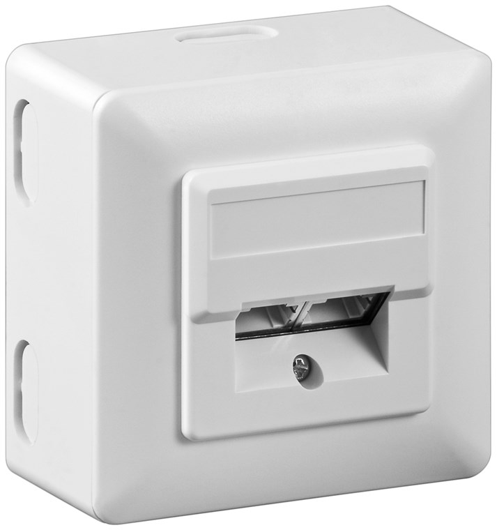 Goobay CAT 5e Universaldose inkl. Aufputzmontage-Rahmen - 2x RJ45-Anschlüsse, geschirmt, Klemmleiste für werkzeugfreie LSA-Montage