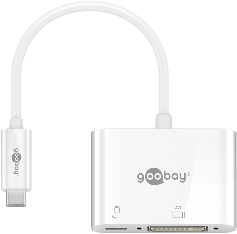 Goobay USB-C™-Adapter DVI, PD, weiß - erweitert ein USB-C™ Gerät um einen DVI-Anschluss
