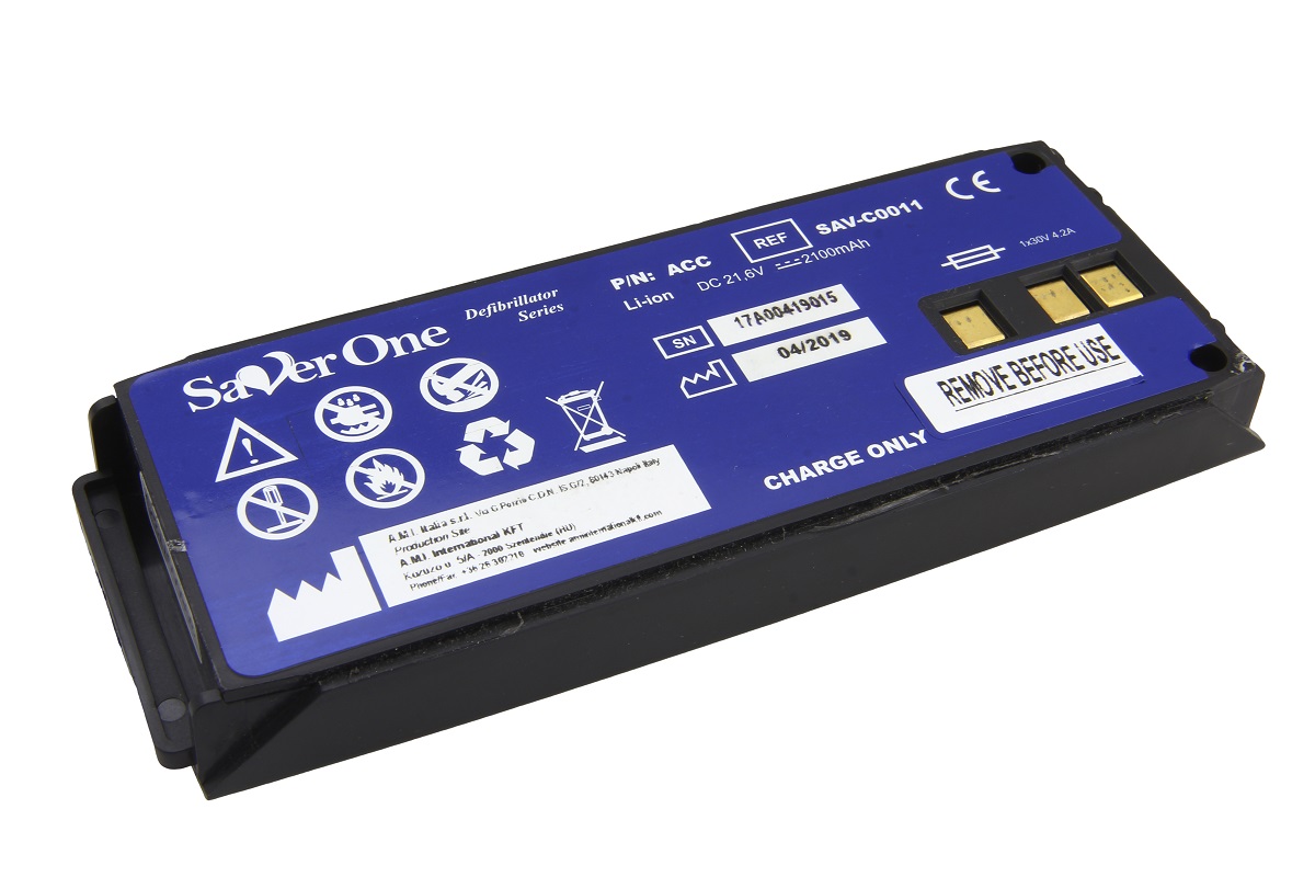 Original Li Ion Akku für Defibrillator Saver One SAV-C0011 - 21,6 V 2100 mAh 175x67x26 mm