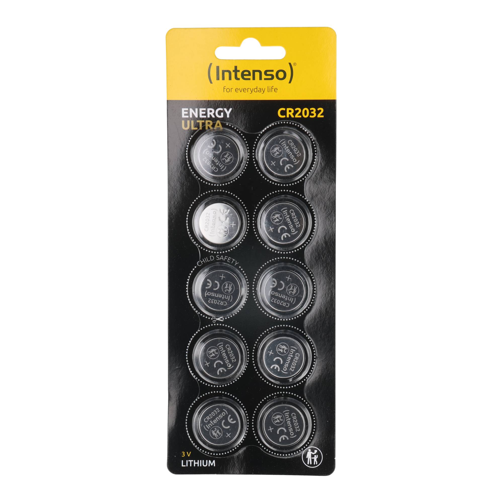 Intenso Batterie Lithium, Knopfzelle, CR2032, 3 Volt – Energy Ultra (10er Pack)