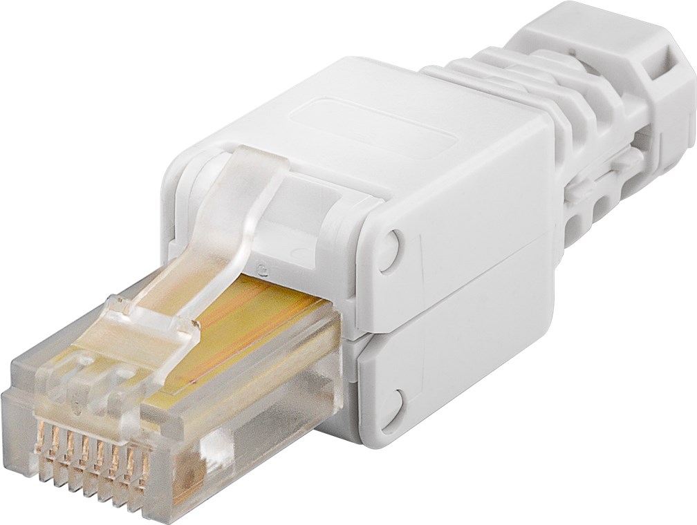 Goobay Werkzeugfreier RJ45 Stecker CAT 5e UTP ungeschirmt - Für 3 Kabeldurchmesser (5,2 mm/6,4 mm/7,5 mm), Klemmleiste für werkzeugfreie LSA-Montage