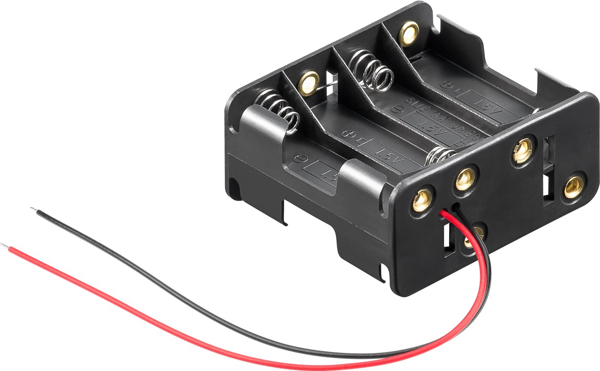 8x Batteriehalter - lose Kabelenden – Batterie Halterung Elektronik (Kunststoff)
