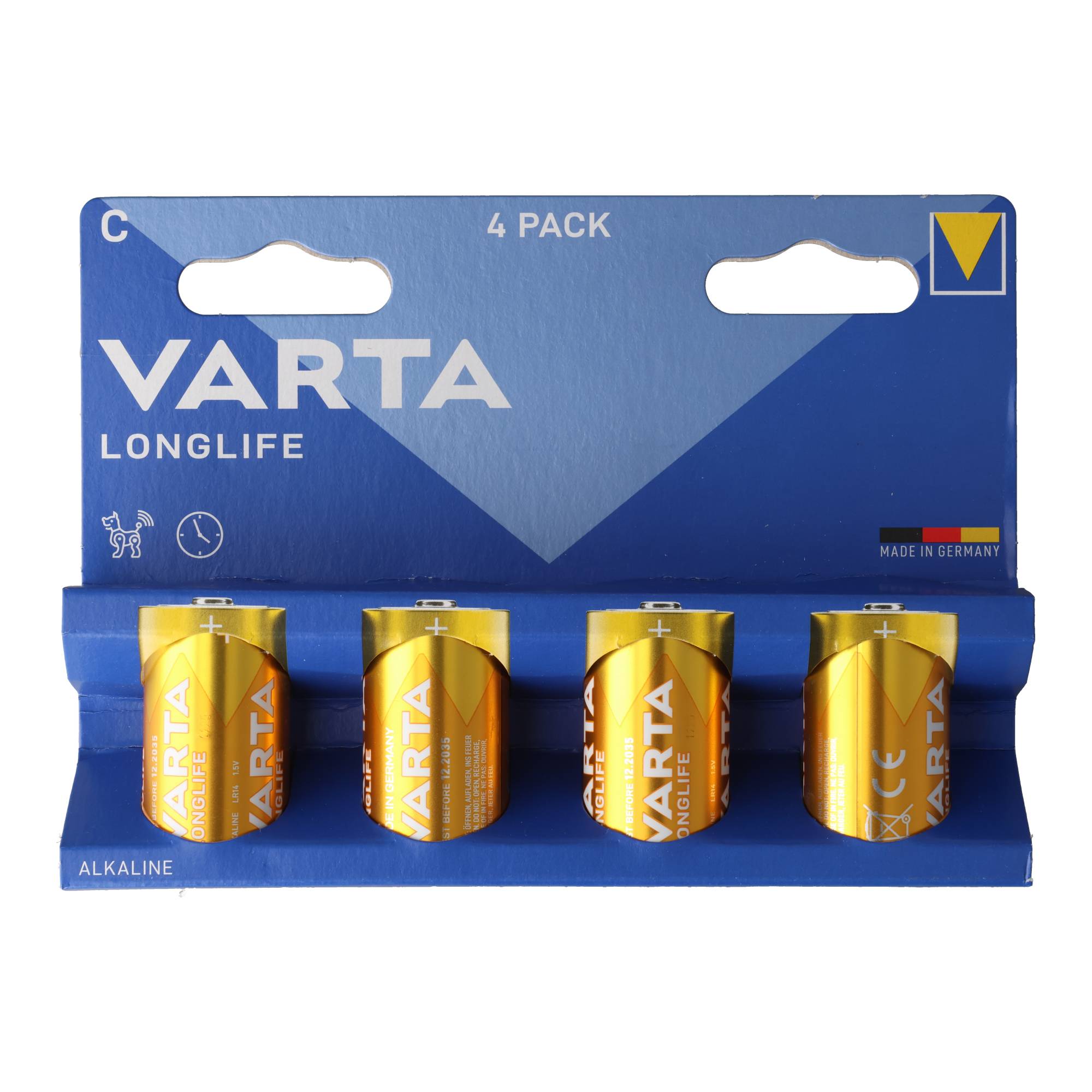 Varta Batterie Alkaline, Baby, C, LR14, 1.5V Longlife, Retail Blister (4-Pack)