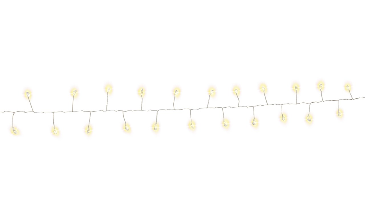 Goobay 50er LED-Silberdraht-Cluster-Lichterkette - mit 2 Leuchtmodi, warmweiß (3000 K), batteriebetrieben, für den Innen- und Außenbereich (IP44)