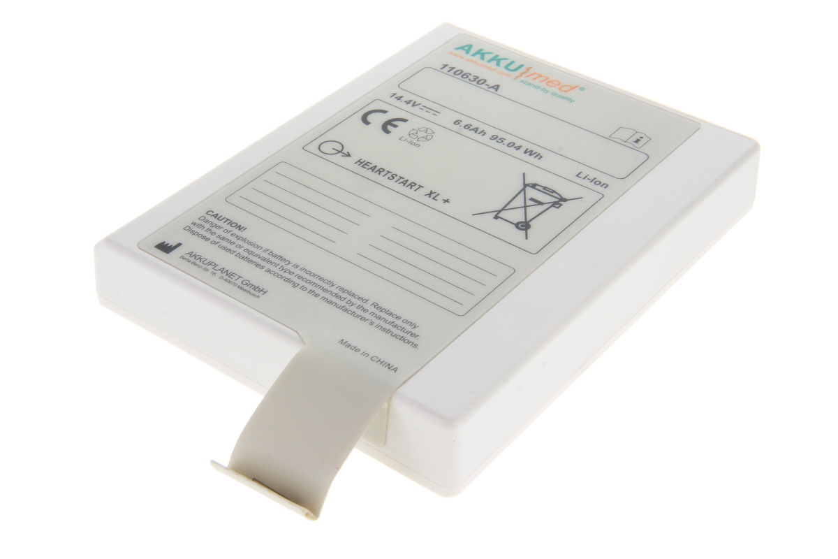 AKKUmed Li Ion Akku passend für Philips Heartstart XL+ Monitor Defibrillator - Typ 989803167281 - 14,4 V 6600 mAh 149x117x24 mm