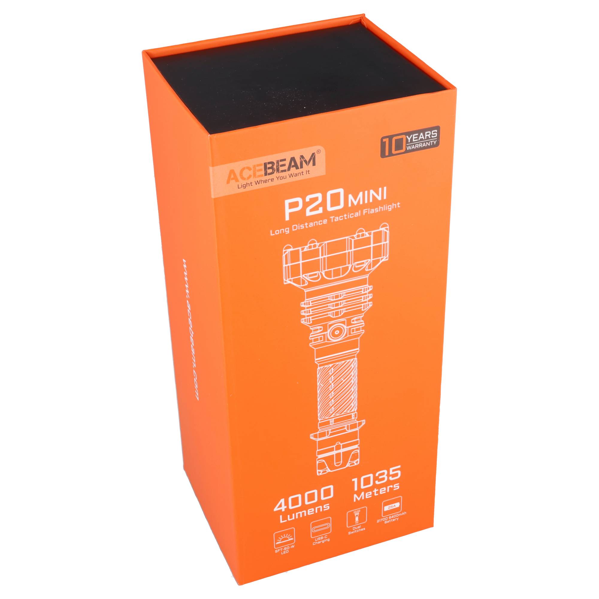 AceBeam P20 Mini – Taktische LED-Taschenlampe mit 4.000 Lumen und 1.035 m Reichweite