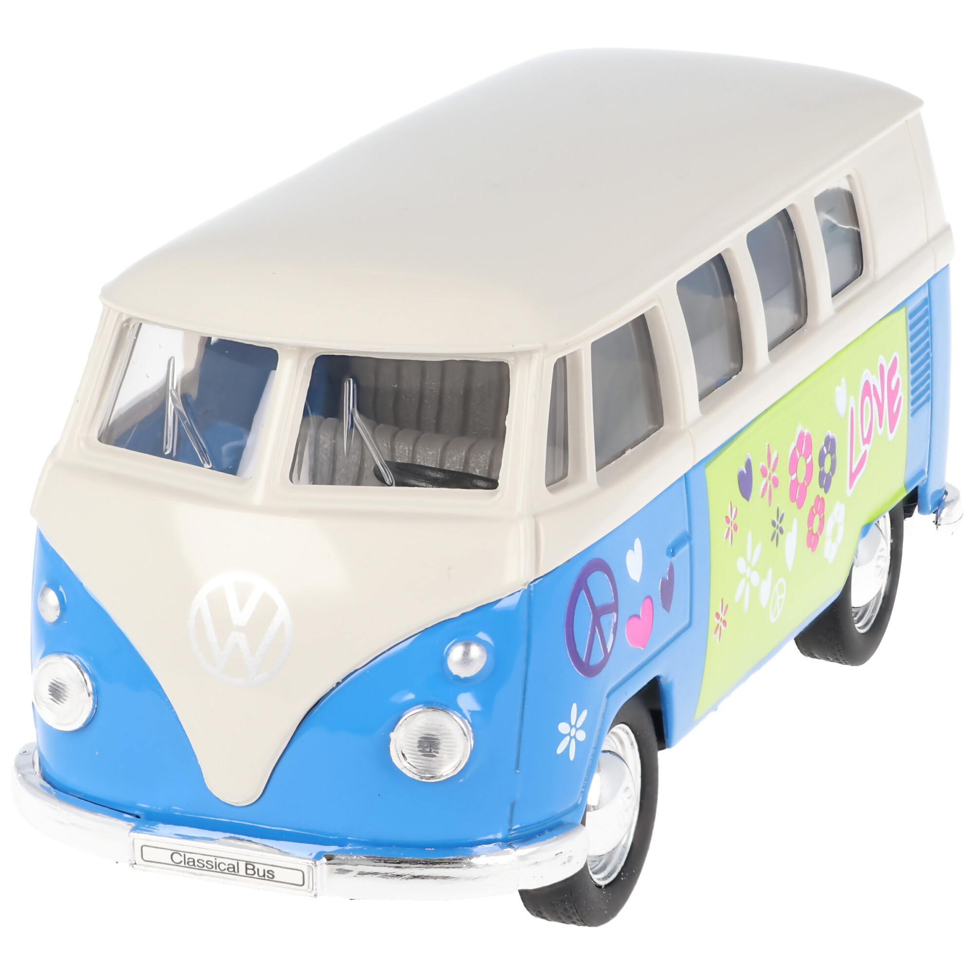 Welly Modellauto VW Bus Classic Flower Power VW-Bus T1 1962 Modell 1:34 in der attraktiven Geschenkbox, farblich sortiert