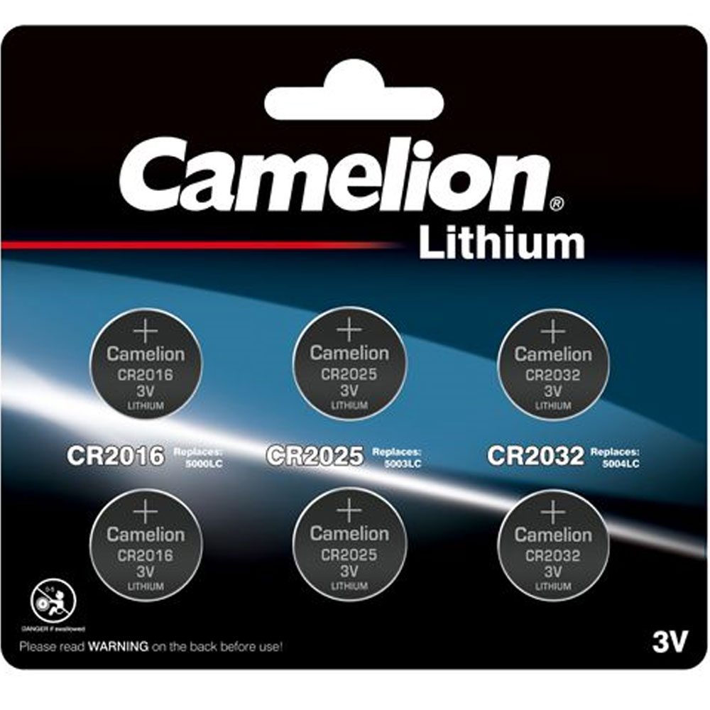 Set bestehend aus je 2 Stück Lithium CR2032, CR2025 und CR2016, bis zu 10 Jahre lagerfähig